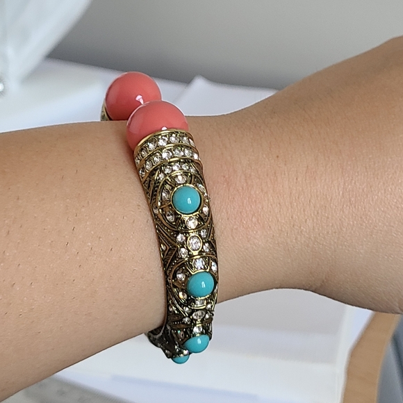 Vintage Heidi Daus Boho Encrusted Bangle Swarovski Crystal Cuff Bangle Bracelet - Picture 7 of 14